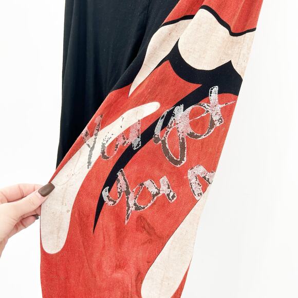 Buddhist Punk Womens‎ Vintage Y2K Tongue Lips Logo Rolling Stones Pants Size 3 - Picture 2 of 8